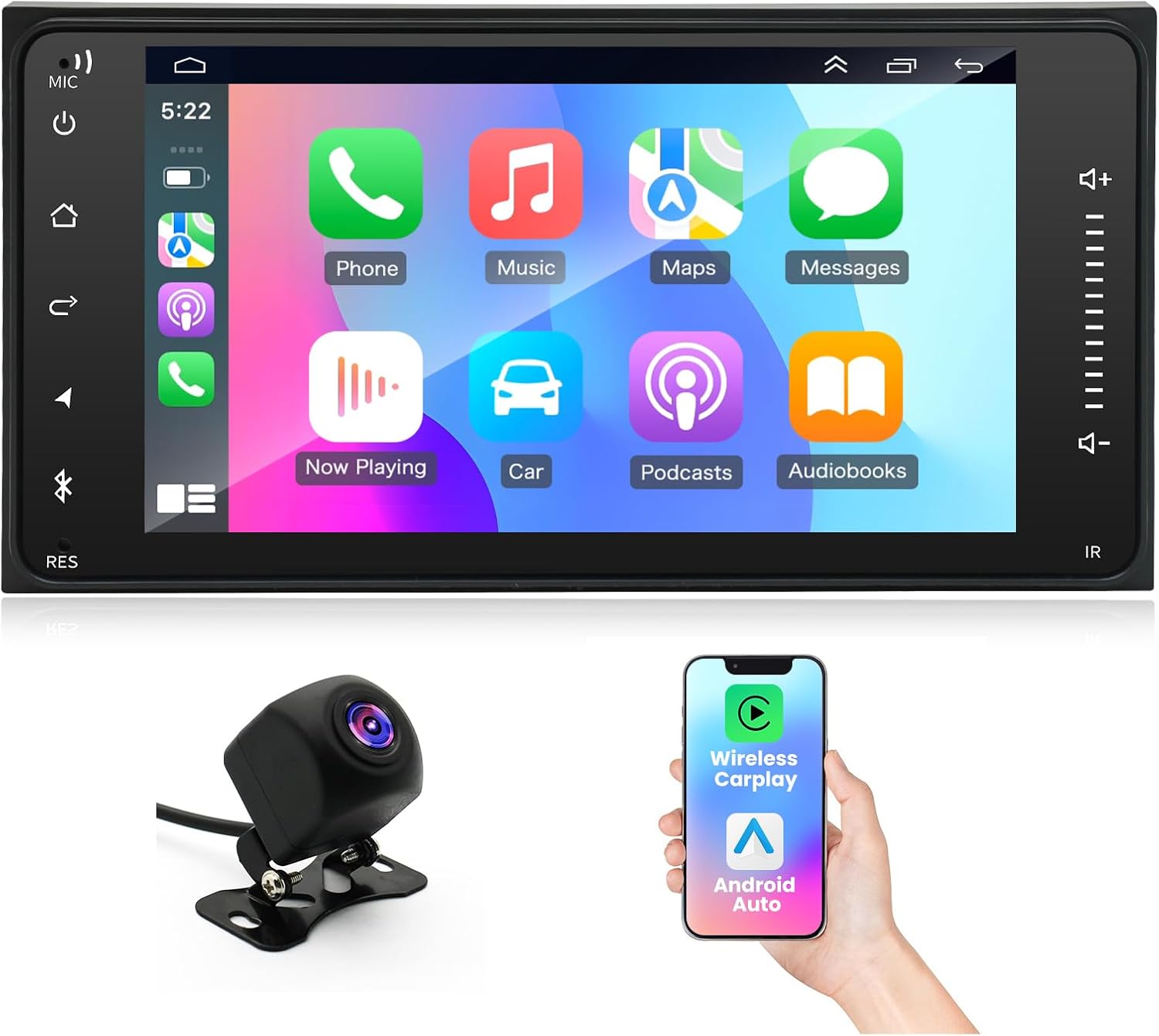 Android 14 Car Stereo Radio for Toyota 4Runner 2002-2009, for Tundra 2003-2006, for Sequoia 2003-2007, 4+64G 7'' Touch Screen Radio with Wireless CarPlay/Andriod Auto/Bluetooth/WiFi/Backup Camera/GPS