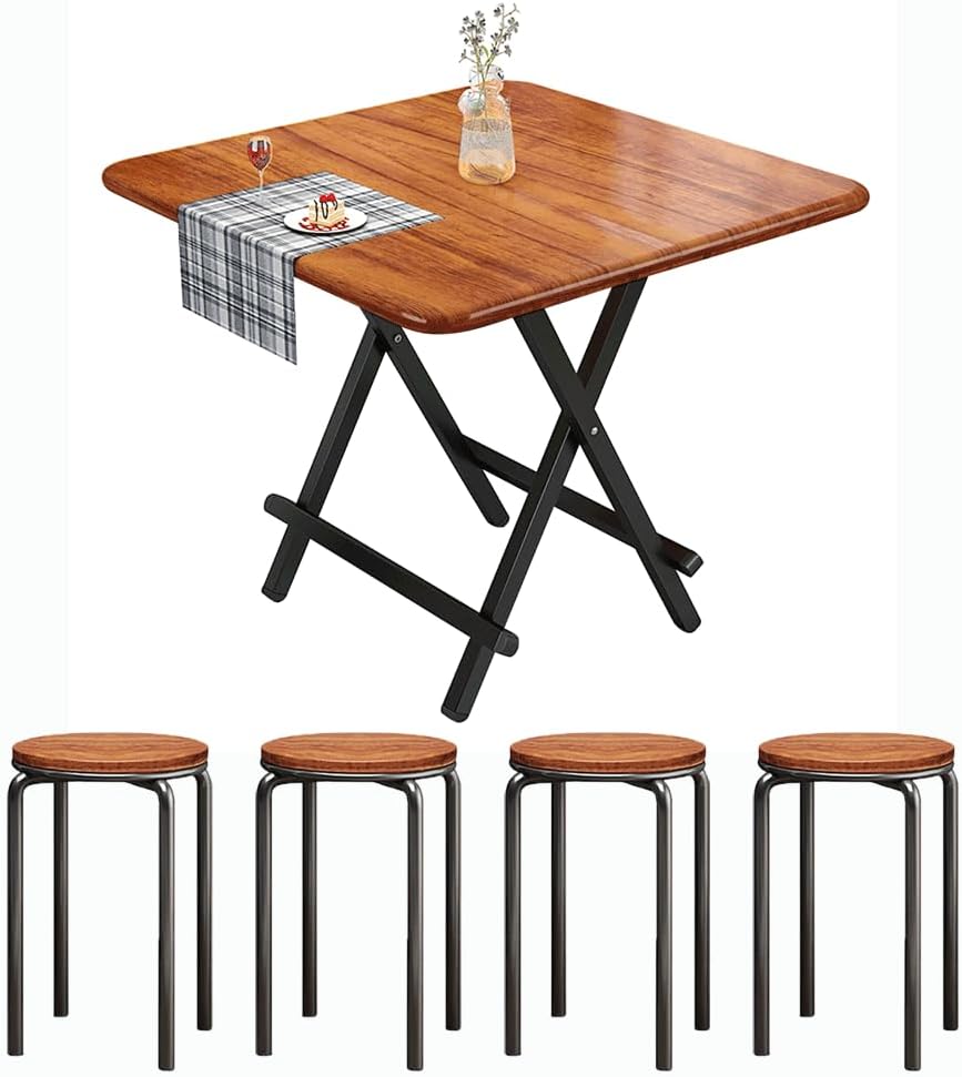 Rukulin Folding Table with 4 Sets Stacking Stools Tables