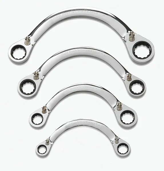 GEARWRENCH 4 Pc. 12 Pt. Reversible Half Moon Double Box Ratcheting Wrench Set, SAE - 9840D