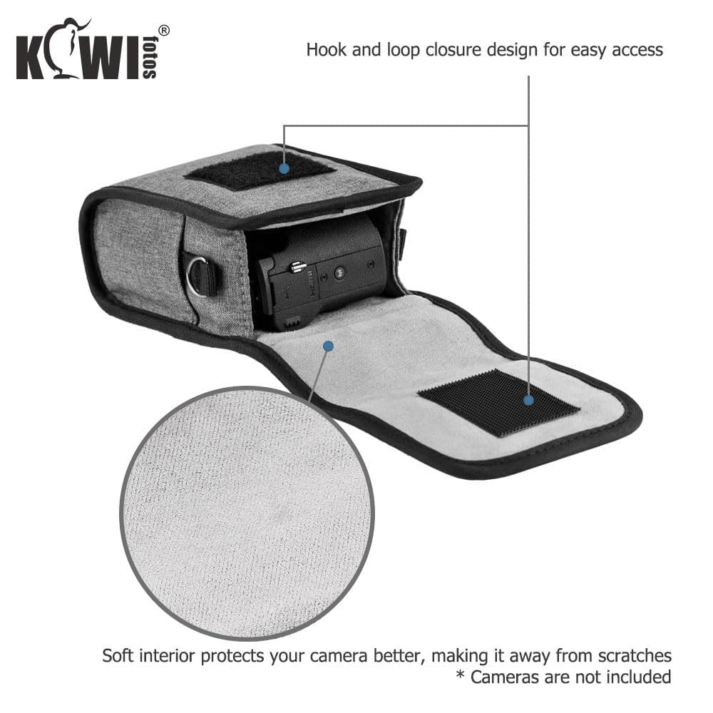 Kiwifotos Custodia Compatta per Fotocamera Digitale Sony ZV-1II ZV-1F ZV-1 RX100 Serie, Ricoh GR GRII GRIII, GRIIIx HDF GRIV, Olympus TG7 TG6 TG5 TG4 et SX740 G7X G5XII - Grigio (13 x 8,0 x 5,0cm)