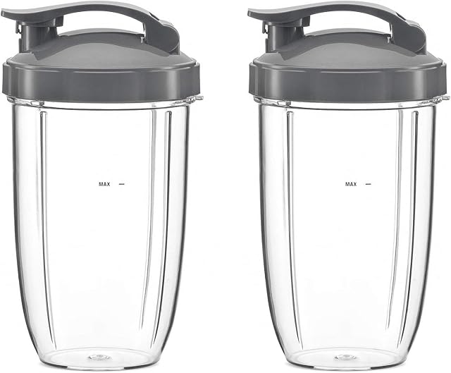Poweka 24oz Tall Cups Replacement for Compatible with Nutribullet Accessory Kit with Flip Top to-Go Lid for Compatible with NutriBullet 600W/900W Blender Juicer Spare Parts
