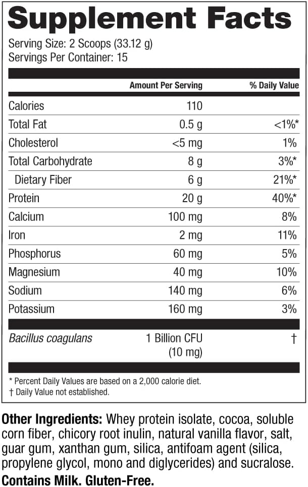 Celebrate Vitamins Rebuild Protein Powder with Probiotics & Prebiotics - 20g Whey Isolate Protein, High Fiber, for Post Bariatric Surgery Patients - Chocolate (15 Servings)