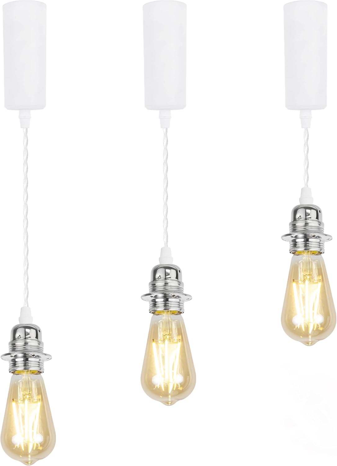 Kiven J-Type Track Lighting Pendant Adjustable Length,Industrial J Track Pendant Lights with Aluminum Holder,3-Light Track Lighting Fixture for Kitchen Island Hallway Restaurant,Silver