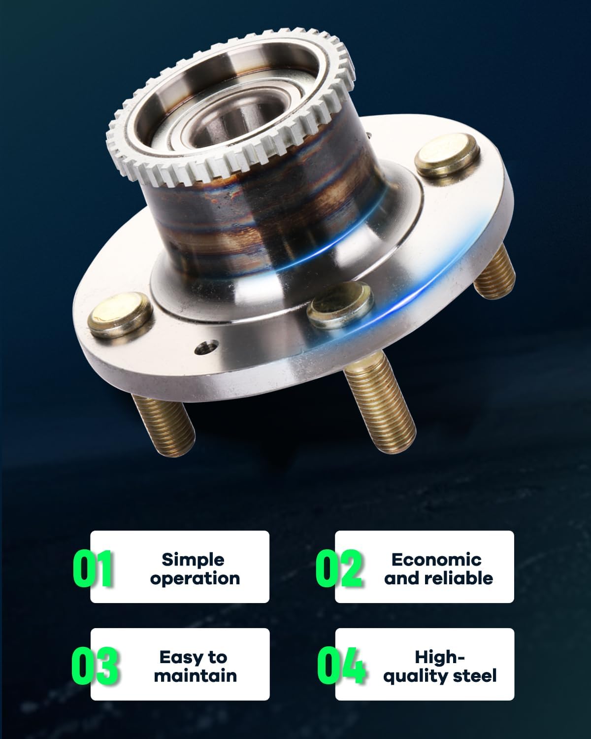 SCITOO Wheel Bearing and Hub Assembly Replaces 541009 Rear fit for Chevrolet Aveo 2004-2011, for Pontiac Wave 2005-2008, for Suzuki Swift+ 2008-2009 Hub Bearing Assembly 4 Lugs W/ABS [2pc]