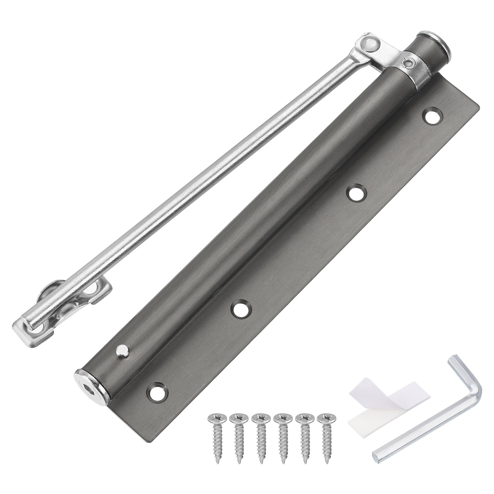 Cierrapuertas automático uxcell gris de acero inoxidable con velocidad ajustable para 20-40 kg
