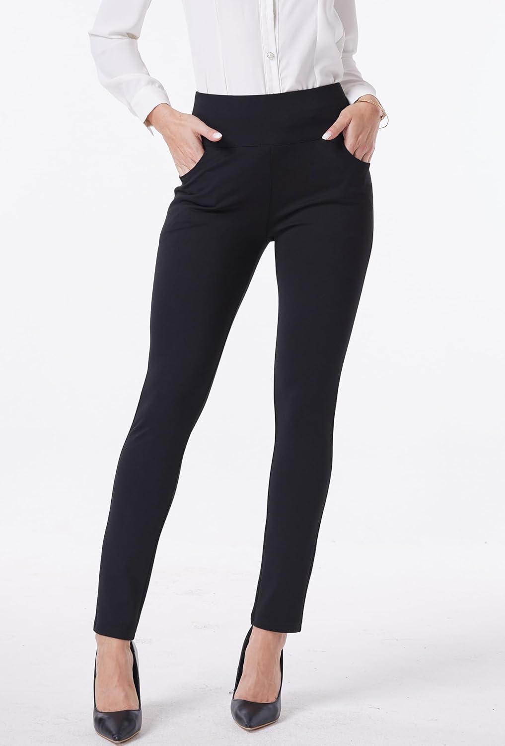 zsangbee Dress Pants for Women Comfort Stretch Skinny Leg High Waist Pull on Pants with Pockets for Work - Image 5