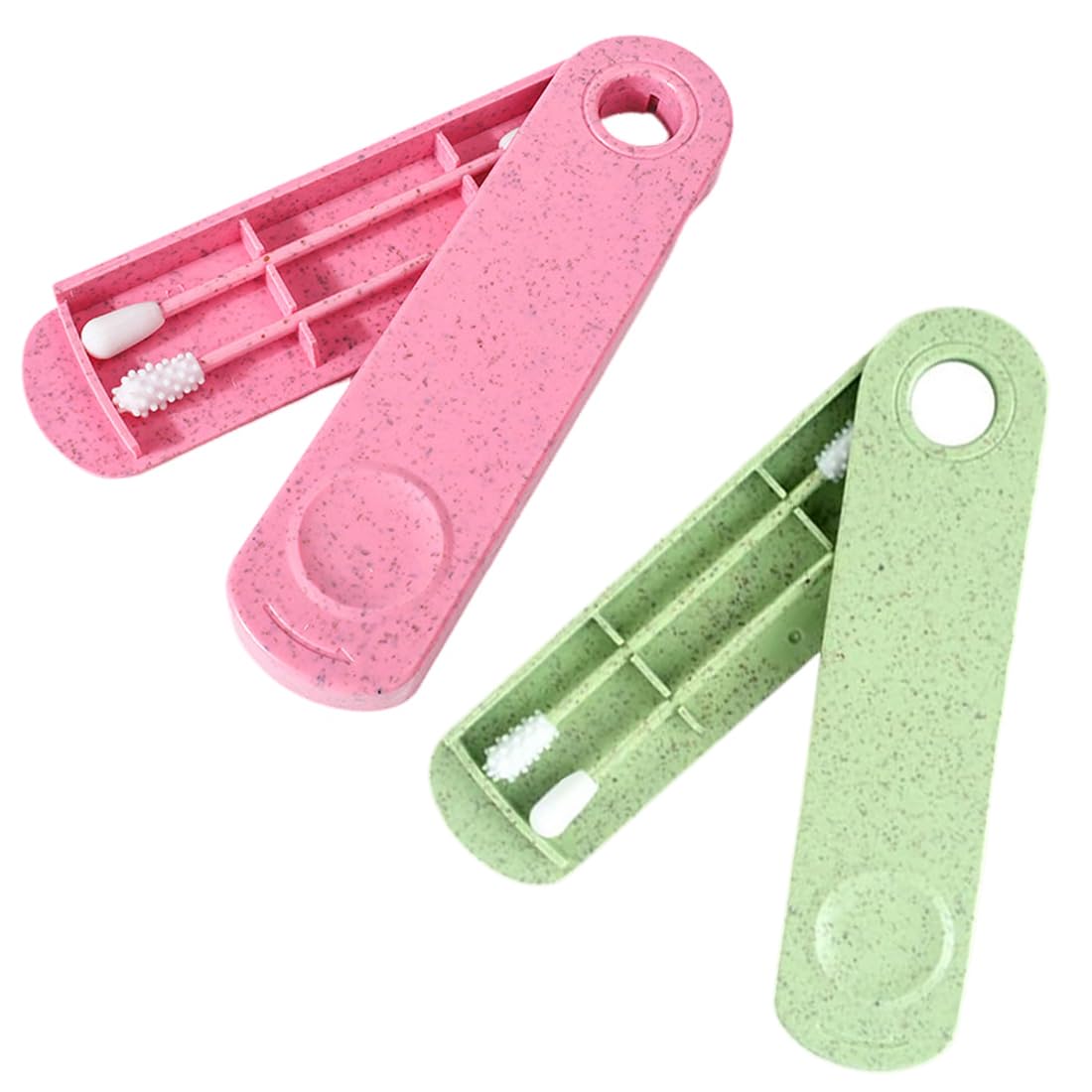 Lot de 4 coton tige reutilisable, Double tête, Bâtonnet en Silicone Doux Lavable, pour Le Maquillage et Le Nettoyage des Oreilles