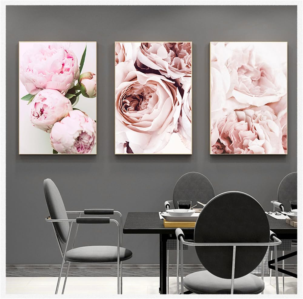 WBYZAC Wall Pictures-Painting Print Wall Pictures Flower Botanical Poster Pink Wall Art Canvas for Living Room Kitchen Bedroom Decor Artwork-30 * 50cm*3PCS (No Frame)