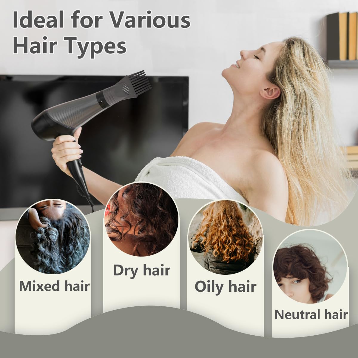 BRBASAP Universal Hair Dryer Comb Nozzle Plastic Hairdressing Salon Blow Comb Attachment Styling Tool for Straightening Detangling Fine Curly Natural Hair Nice and Fashionable Salon Accessory