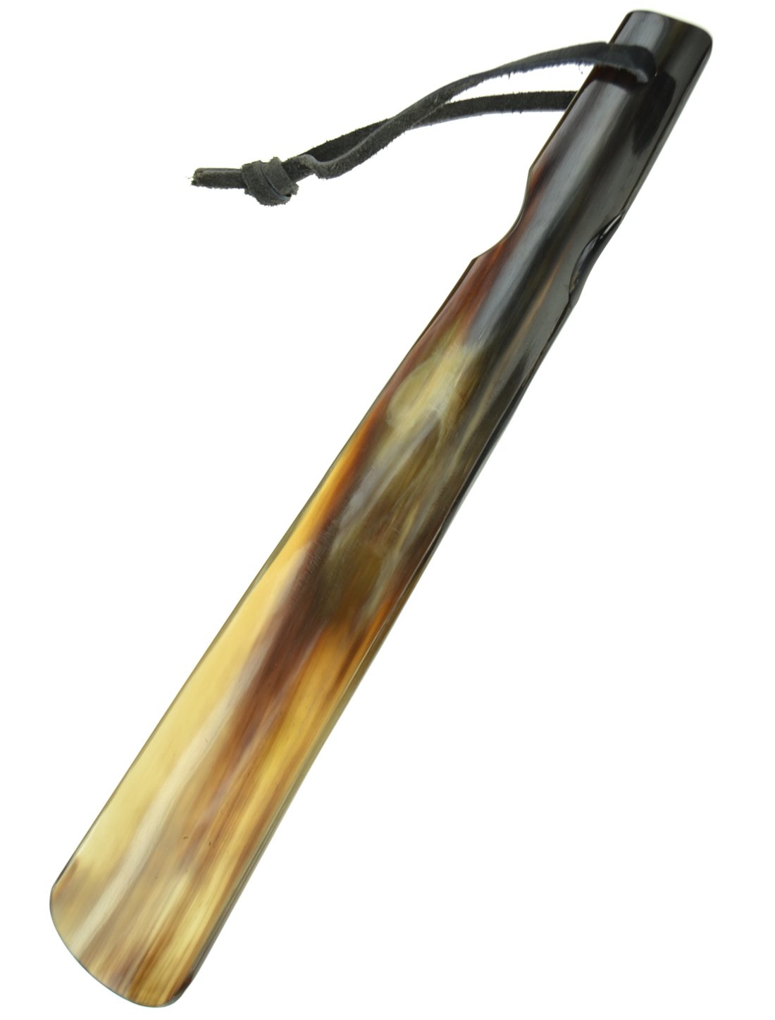 Calzador hecho a mano de cuerno auténtico, diseño plano, 30 cm de largo