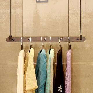 MU Perchas de Madera para el hogar, colgadores de Pared, Tienda de Ropa de Color marrón Retro Soporte de exhibición Colgante de Madera Maciza - Colgante de Anillo - Tienda de Ropa de Estante Estantes