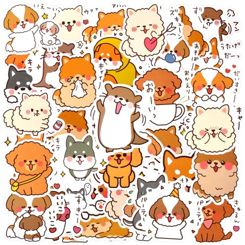50pcs Cute Dog Stickers, Puppy Stickers Kawaii Waterproof Stickers Dogs Vinyl Cartoon Animals Creative DIY Dog Water Bottle Stickers for Luggage Bike Kids Teens Adults Decoration