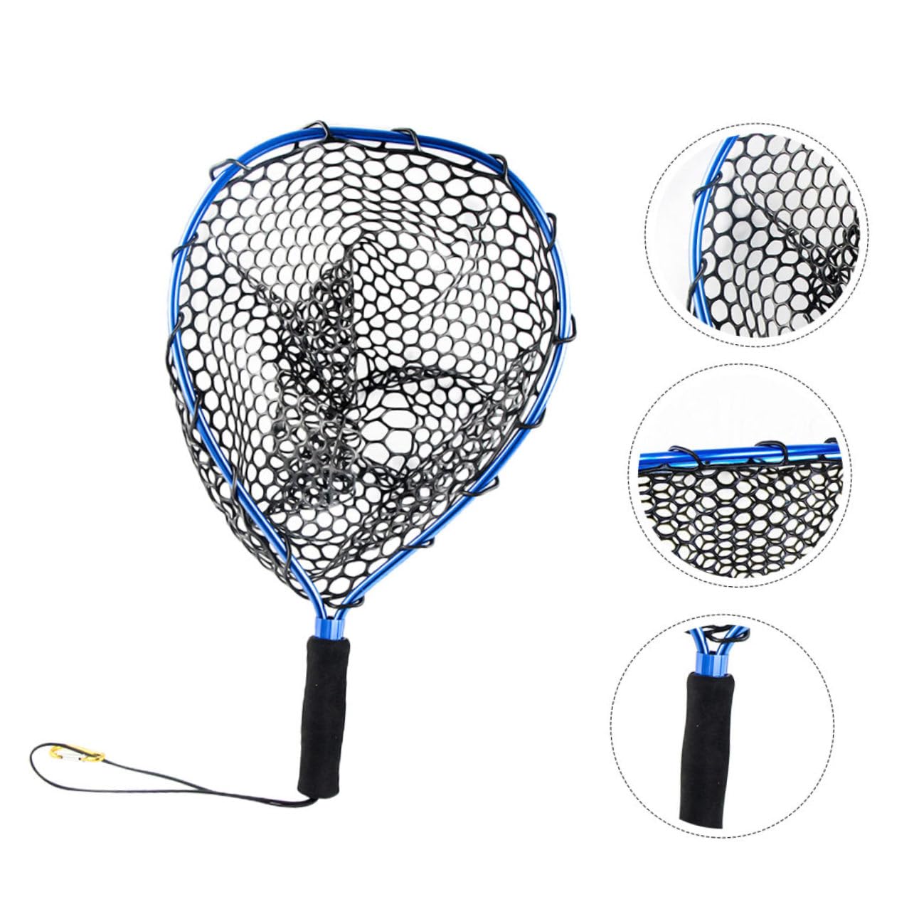 Pesca para Mosca de Aluminio con Malla de Goma Antienredos Ligera para Embarcación Accesorios de Pesca para Captura y Liberación Río y Mar Azul
