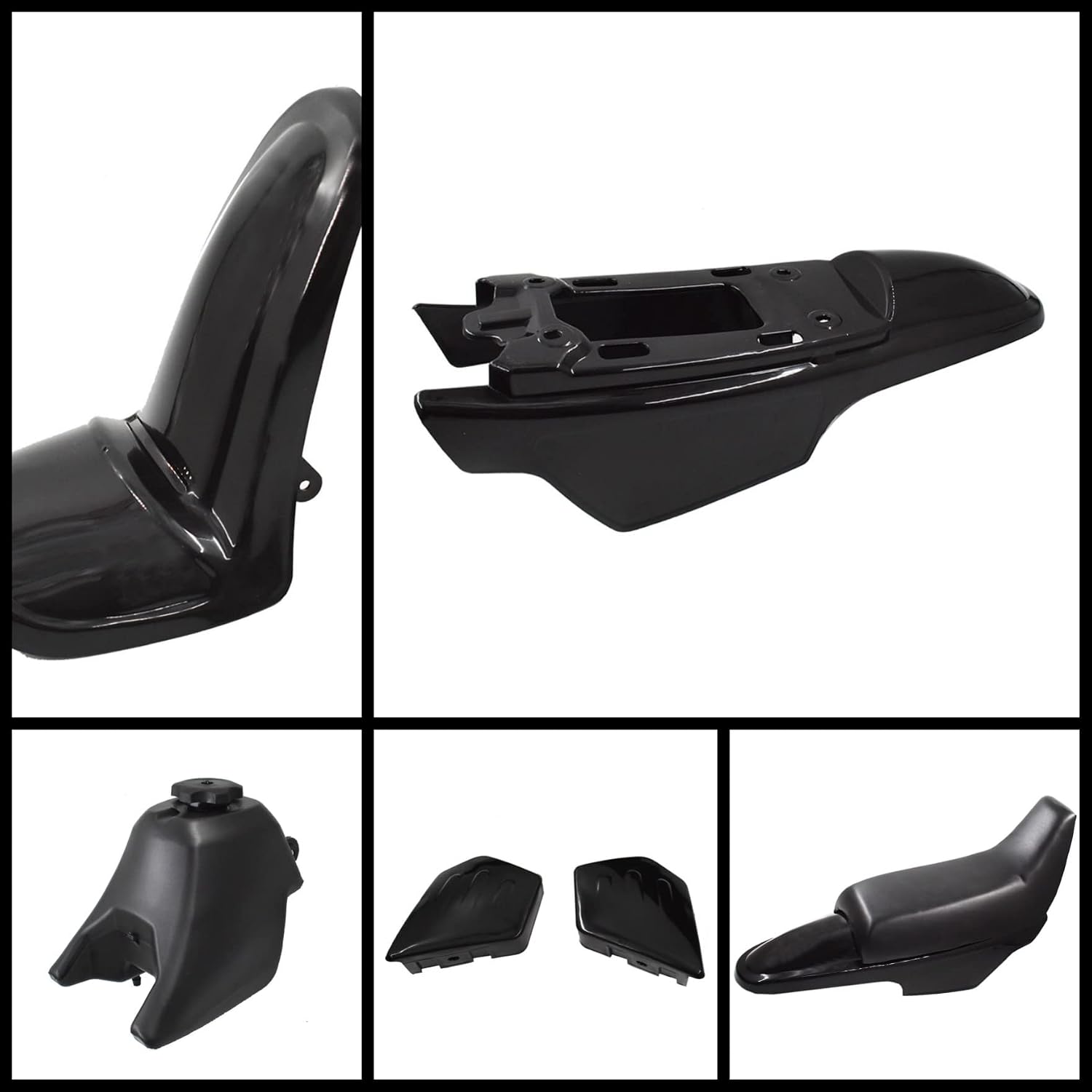 Plastic Fairing Body Seat Gas Tank Side Plates Fairings Kit Replacement for Yamaha PW50 PY50 All Years(Black)