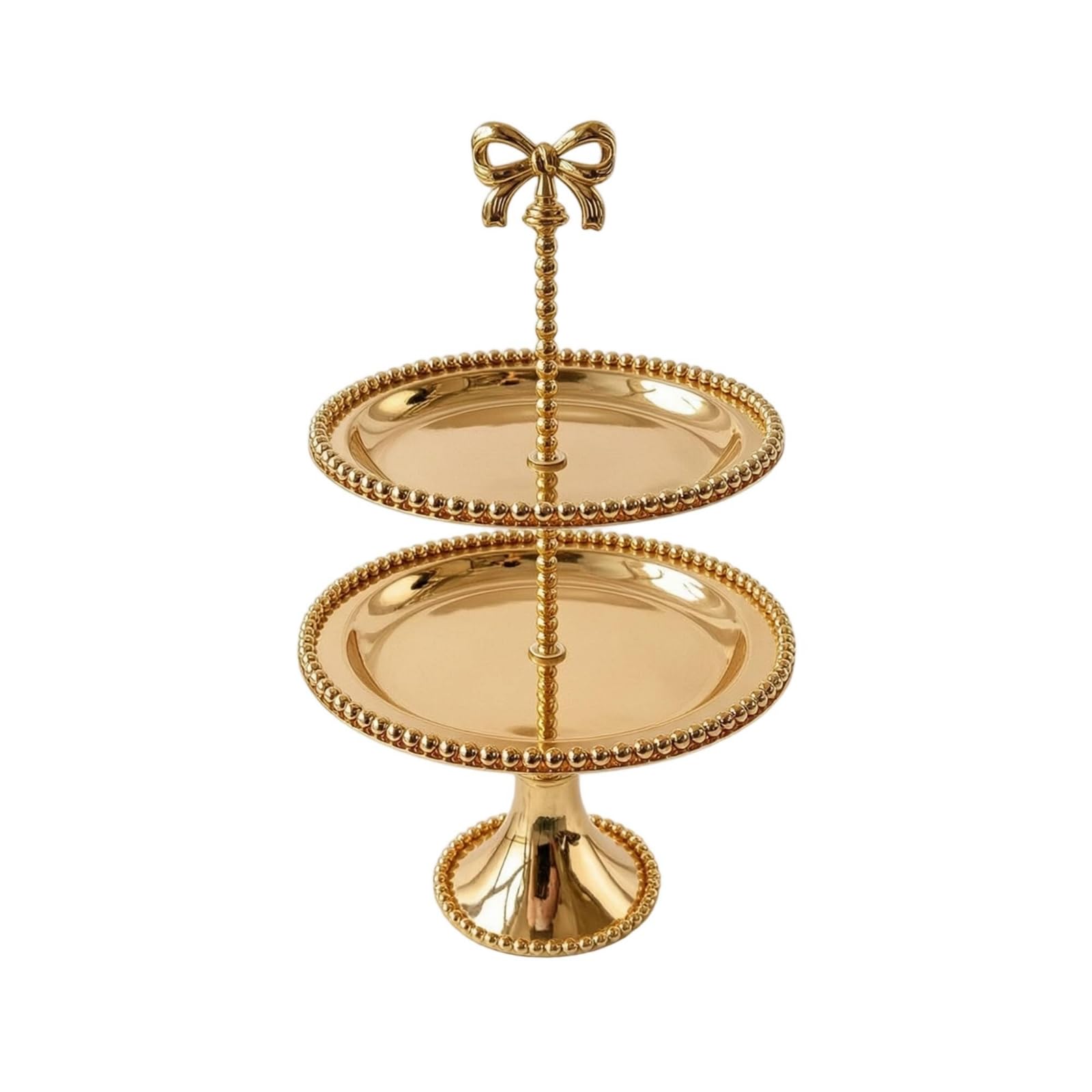 KESOTO Présentoir Gâteau Multi-niveaux Support Pâtisserie Plateau Rond Miroir Colonne Centrale et Base Évasée pour Stabilité Décoration Raffinée Adapté aux , Doré