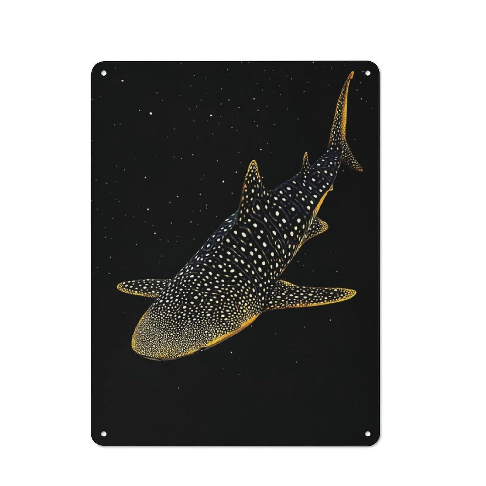 Junmoney Style-23 Tin Wall Plaque 40X30cm With Whale Shark Deep For Workshop Wall, With Clear Retro Wall Decor Character