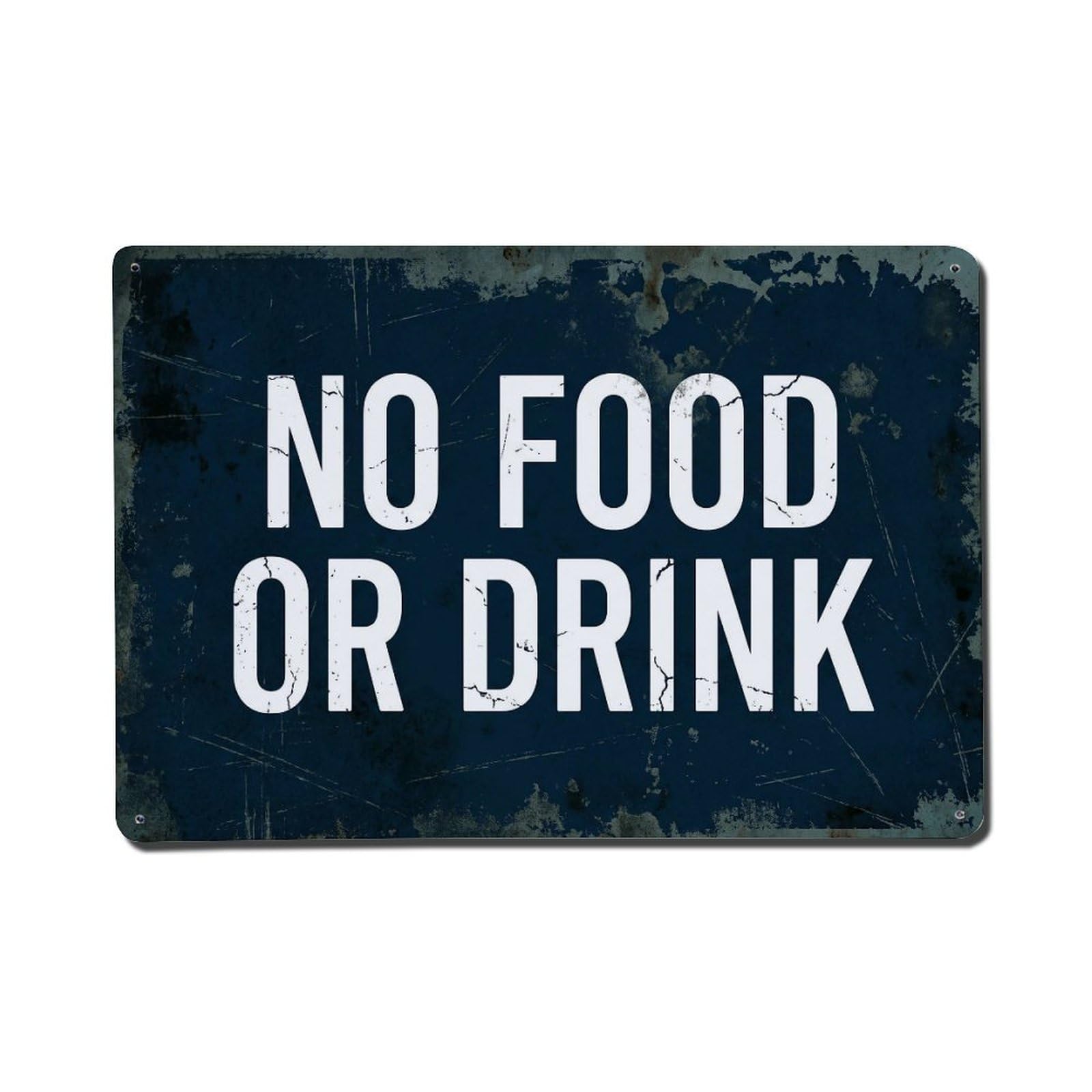 Vintage No Food Or Drink Metal Tin Sign