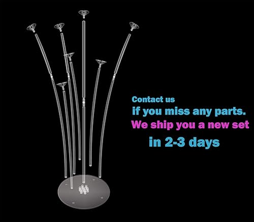 Miniatura 7 de Juego de 3 soportes para globos con clips para globos y pegamento para globos para mesa de ramo, cumpleaños, baby shower, decoración de boda