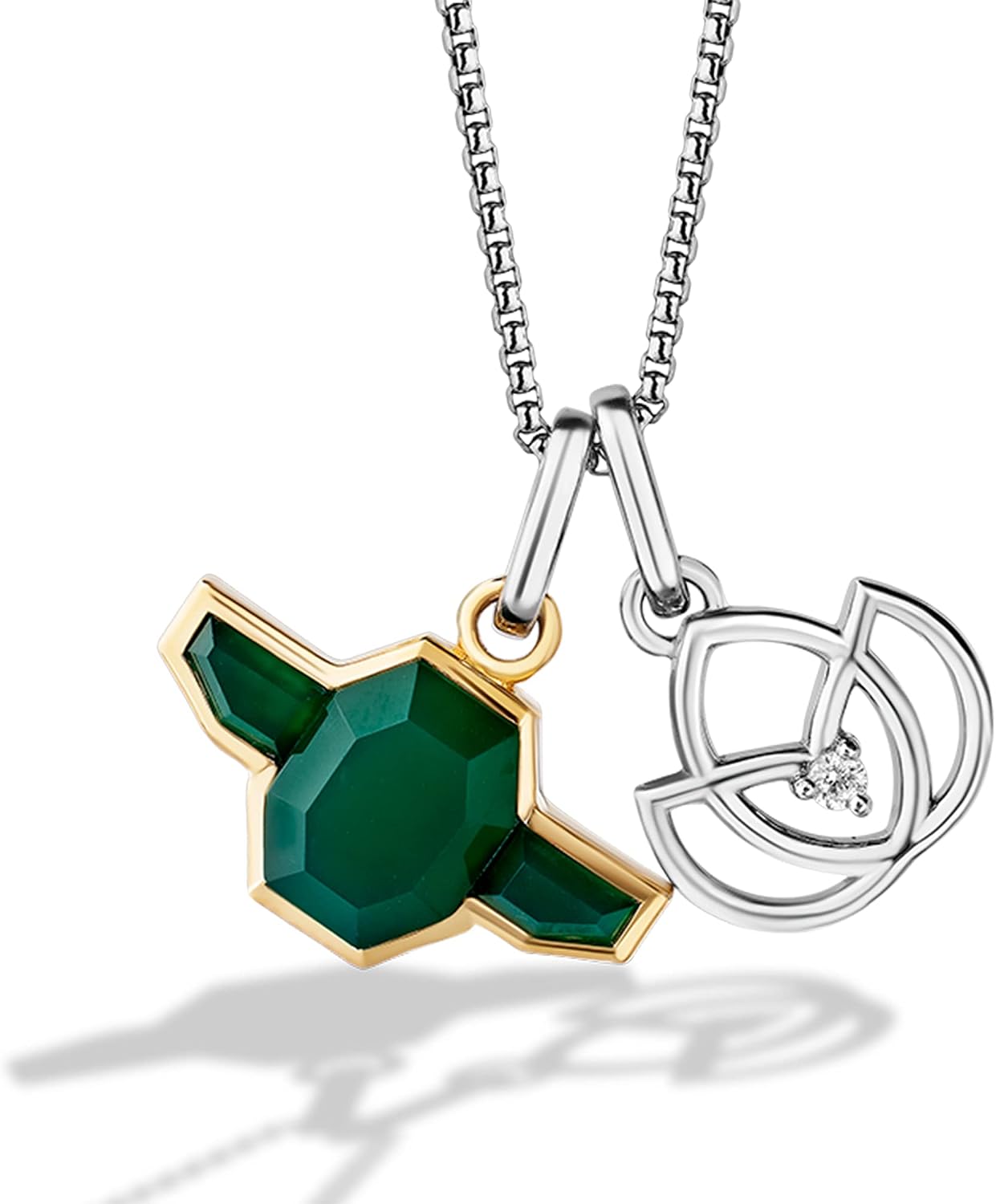 Jewelili Star Wars™ Fine Jewelry The Jedi™ Master Women's Pendant Diamond Accent Green Agate Silver