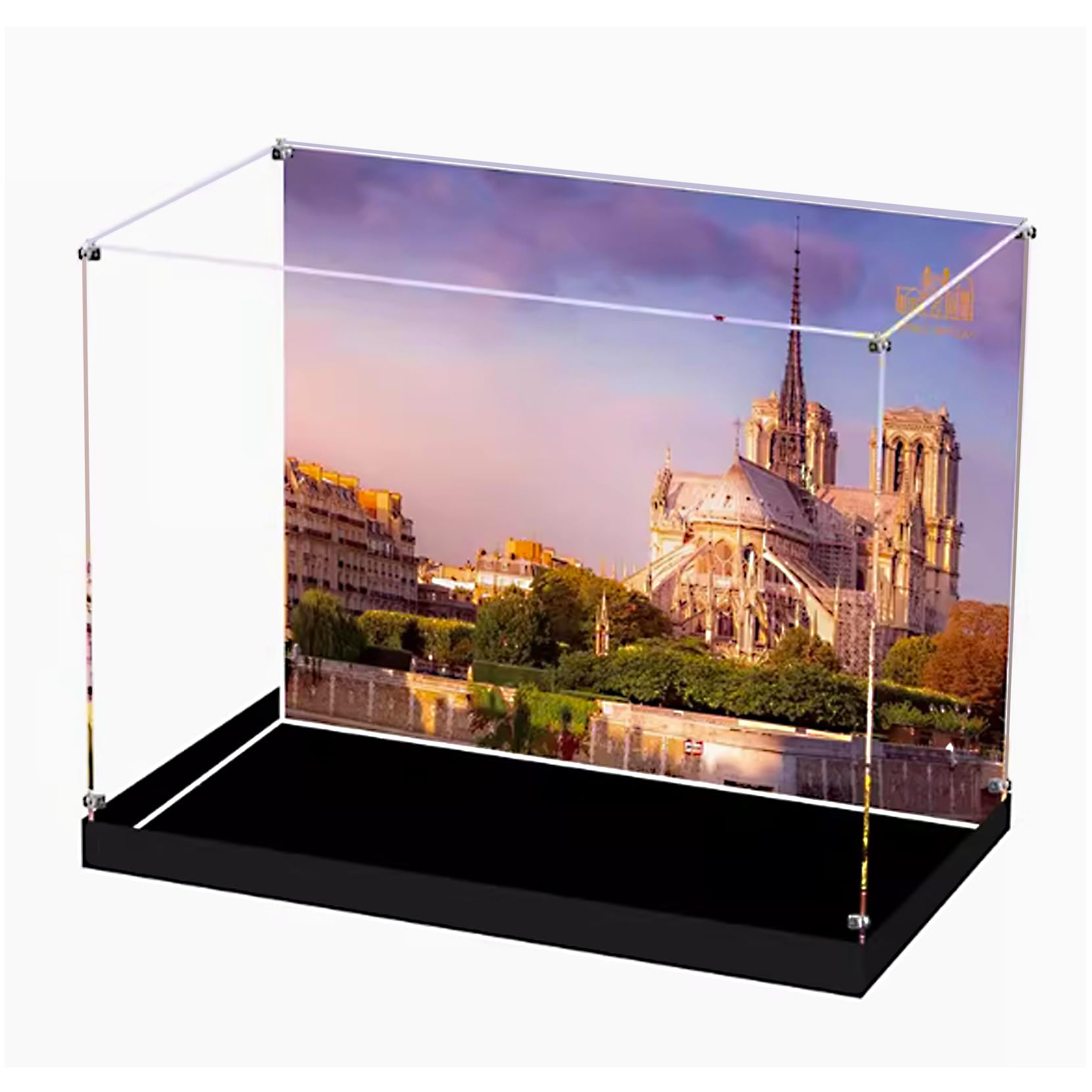 Acrylic Display Case for Lego 21061 No re Deme de Paris Model (Model not Included) -size: 18.2x10.3x14.4 inches. (Background Spray Painting-B)