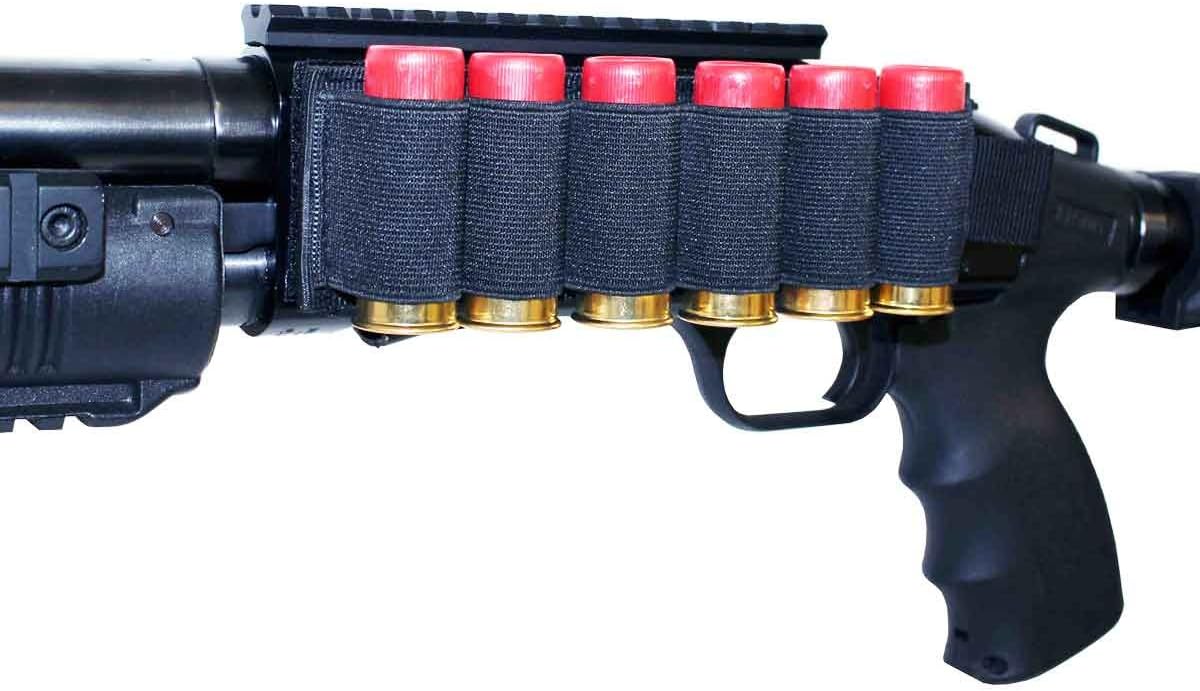 Mossberg 500 Scope Mount and Side Saddle Tactical 6 Shell Holder Quick Detach Shells Carrier Hunting Accessory Holder 12 Gauge Tactical Shell Pouch Ammo Shell Round slug Carrier Single Rail Mount.