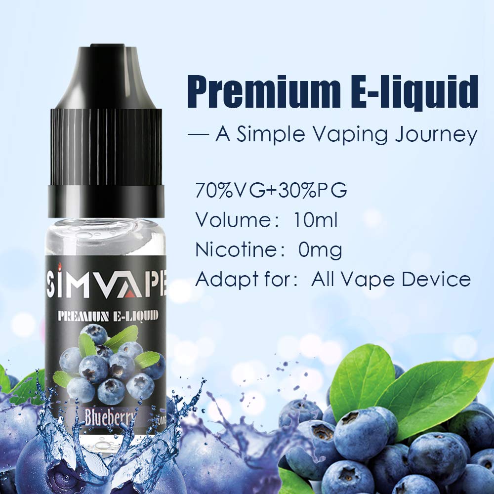 E Liquid 5x10ml, Vape Liquid fr E-Zigaretten Starter Kit/Vape Pen/Smok,  SIMVAPE Vape Juice 70% VG / 30% PG Eliquid, E Juice ohne Nikotin E-Liquid, E  Cig Liquid: Apfel/Banane/Blueberry/Orange/Traube : Amazon.fr: High-Tech