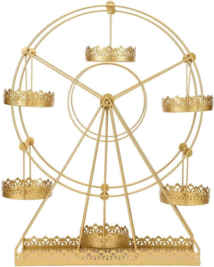 23-Inch tall Gold Rotating Ferris Wheel Metal Cupcake Holders Stand - Birthday Party Wedding Reception Event Decorations
