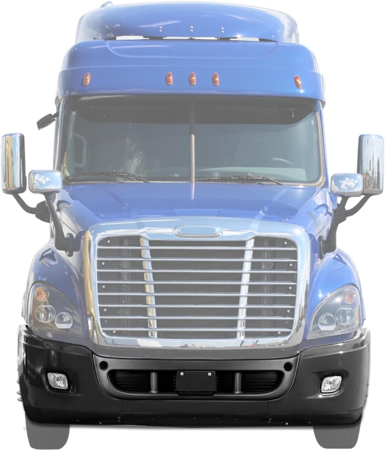 KOZAK Compatible with Freightliner Cascadia 2008-2017 Complete Plastic Bumper - With Fog Light Hole, Includes Logo, 2x 22" Wipers, License Plate Frame, and Reflective Vest