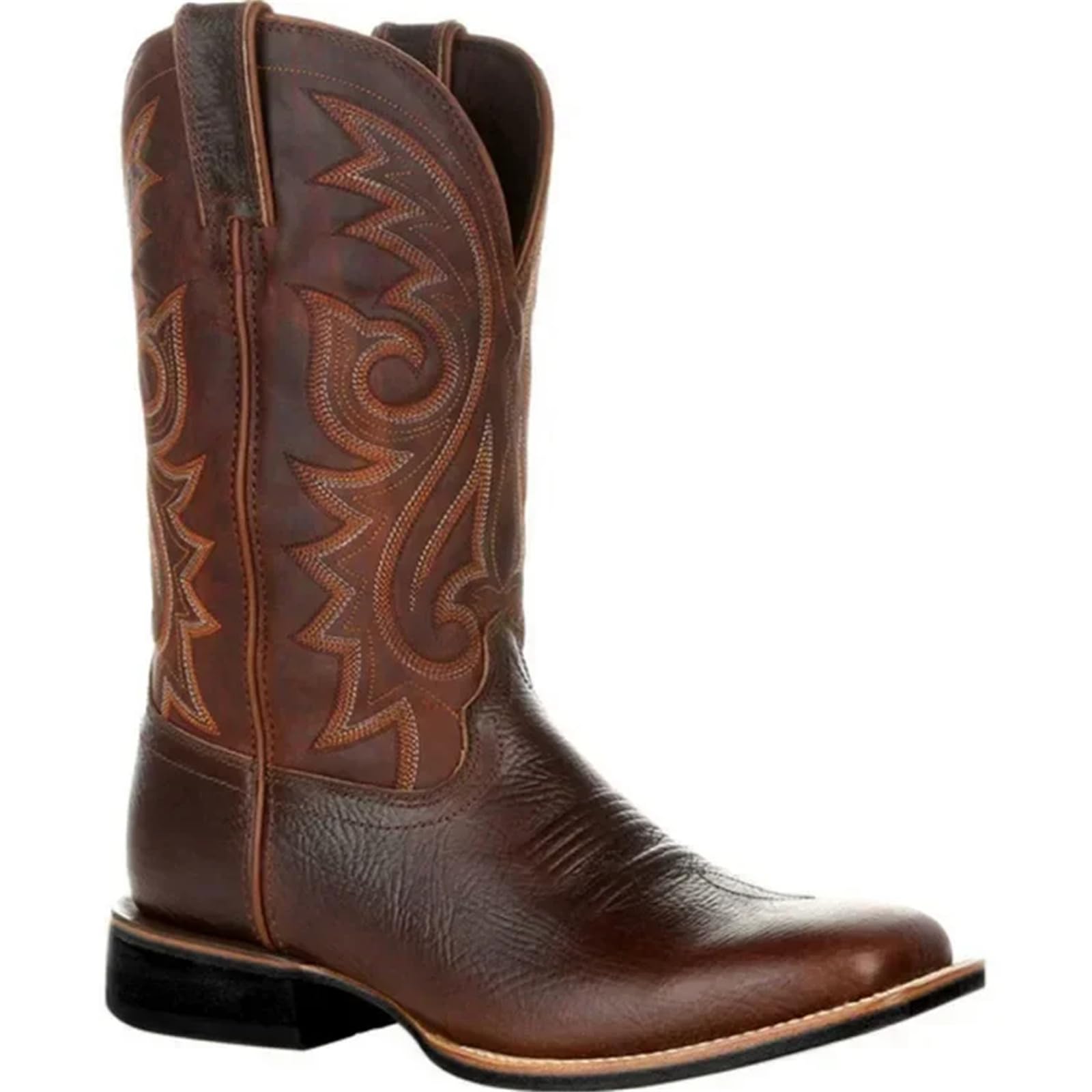 Lmtossey Stivali Western a metà polpaccio da uomo stivali da cowboy scarpe in pelle fatte a mano per uomo punk stivali da equitazione