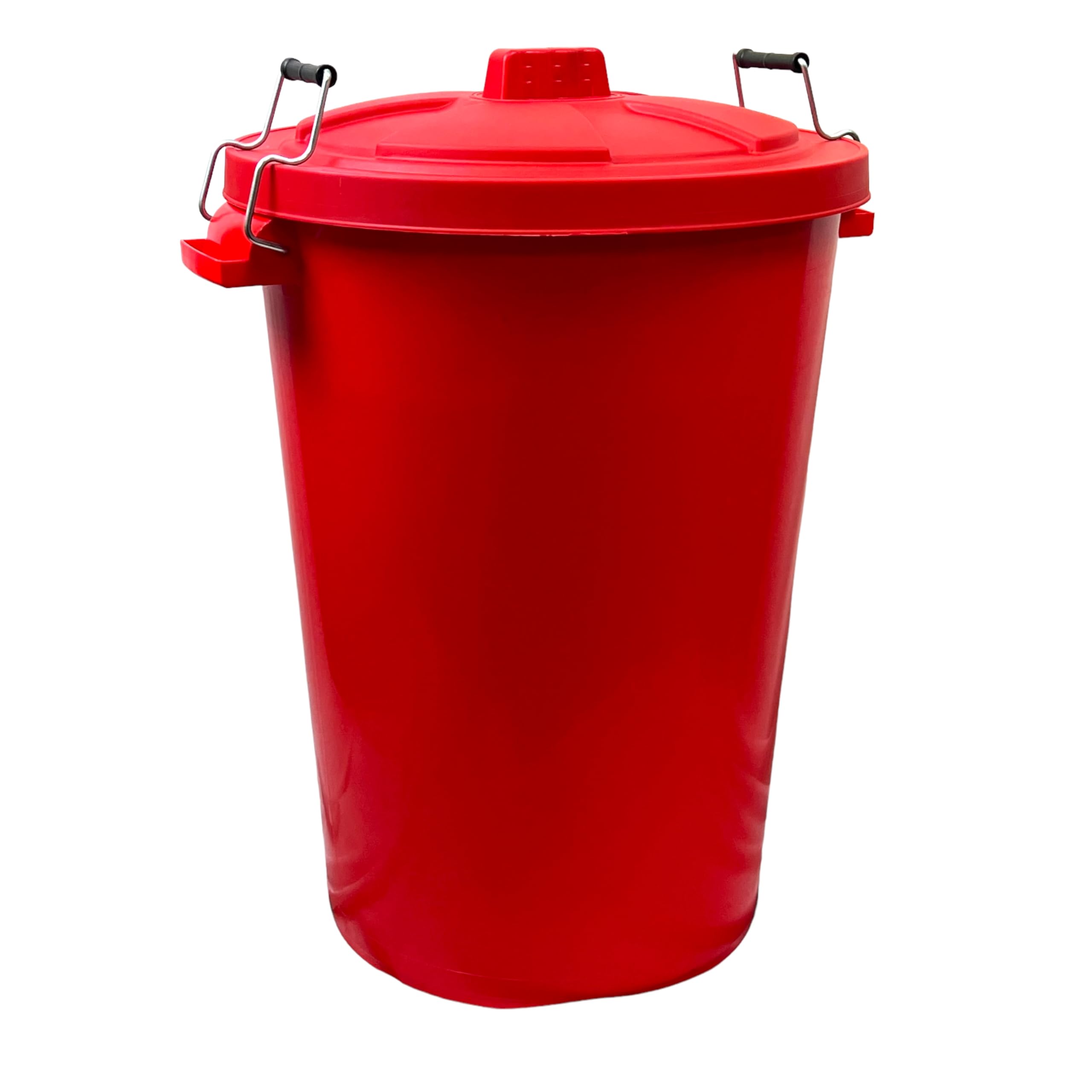 Easy Shopping 85 Litre 85L Extra Large Colour Plastic Dustbin Garden Bin Clip on Locking Lid Heavy Duty for Rubbish Recycle Waste Animal Feed Storage Unit (1, Red)