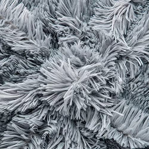 YUSOKI Grey Queen Faux Fur Blanket,2 Layers,Queen90" x 90" Without Pillows Big Soft Plush Fuzzy Large Warm Fluffy Gray Throw Blanket for Bed