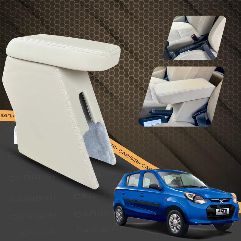 Image of Carigiri Premium Finish Car Armrest with Storage Box And High Density Moulded Foam For Maruti Suzuki Alto 800 (All Models) (Beige with Beige Seam,Nappa Leatherette)