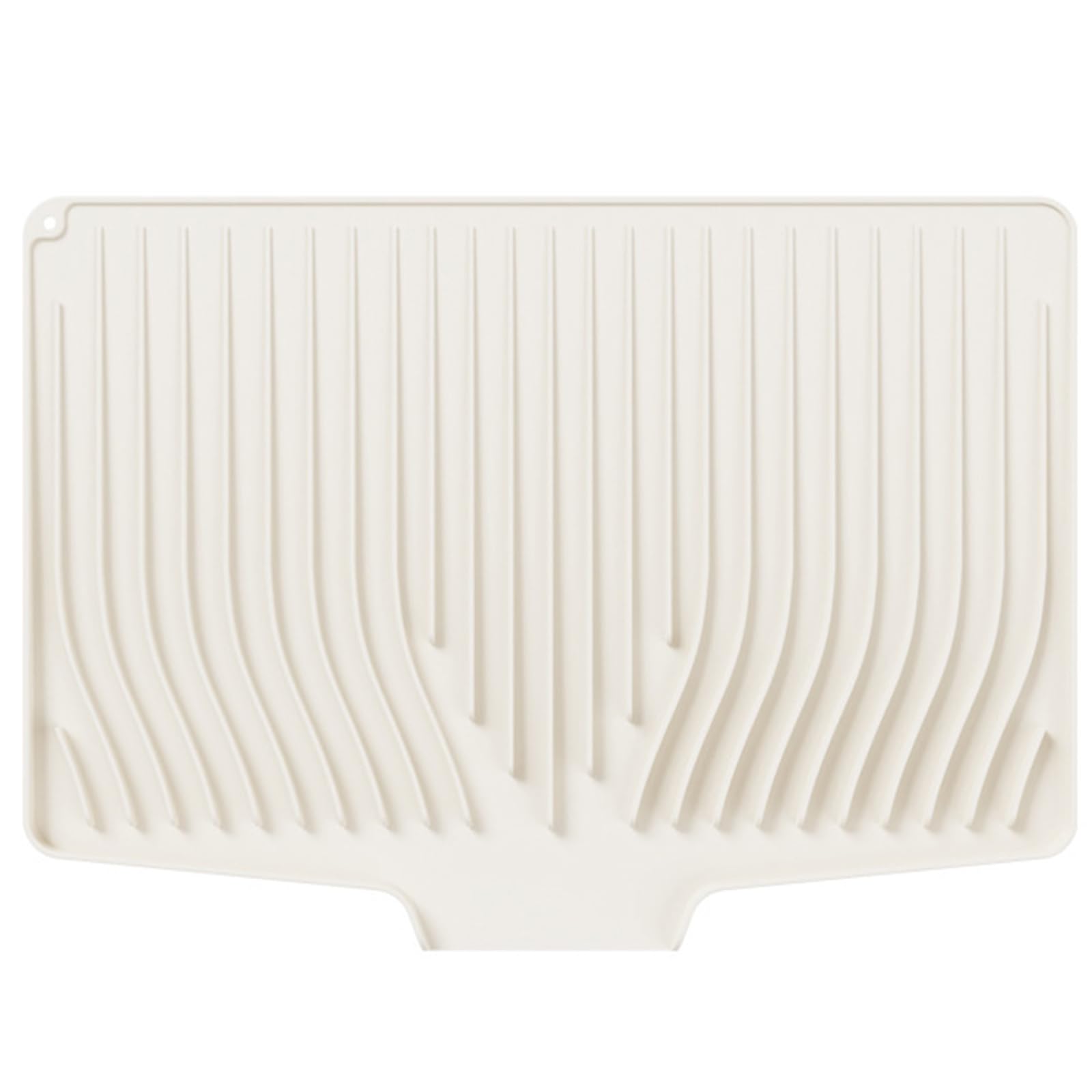 Silikon Abtropfmatte Küche 48cm x 34cm Geschirrabtropfmatte Spüle Rutschfeste 450°F Hitzebeständige mit Abflussrillen Abtropffläche Spülmatte Trockenmatte für Geschirr Besteck Abtropfschale Beige Weiß