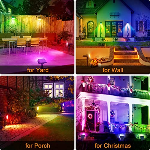 Flaow Solar Color Changing Lights Outdoor, Multi-Color RGB Landscape Spotlight, IP65 Waterproof Solar Powered Garden Lights - Image 4