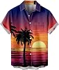 Mens Hawaiin Linen Shirt,Men Short Sleeve Regular Fit Button Down Tropical Holiday Beach Shirts Printed Fashion Tees