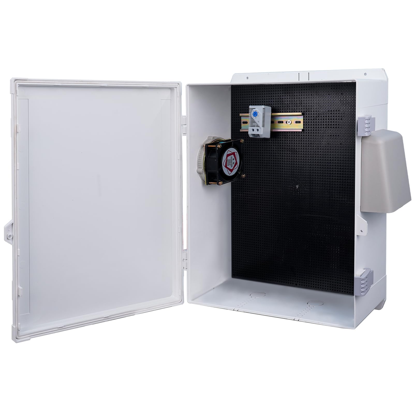 Verteilerdose,ABS-Kunststoffgehäuse Verteilerschrank Industriegehäuse Schaltkasten,Aufputz-Abzweigkasten,IP65 Wasserdicht Elektrische Abzweigdose Ausgestattet mit Ventilator - 460x320x160 MM