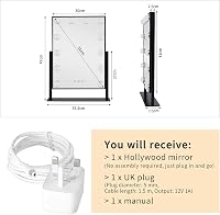 Meidom Sminkasztal Tükör 35.5 x 47CM LED Világítással - 360° Forgatható, 3 Színhőmérséklet, , Fekete Hollywood Tükör 5