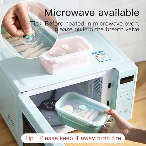 Miniatura 5 de Lonchera plegable de silicona, contenedor portátil de almacenamiento de alimentos, caja de picnic al aire libre, ahorro de espacio, apta para
