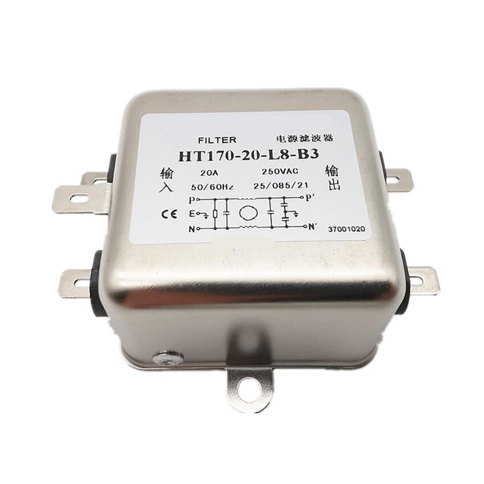 Filtro de alimentación CA monofásico 50A para proteger maquinaria industrial HT170