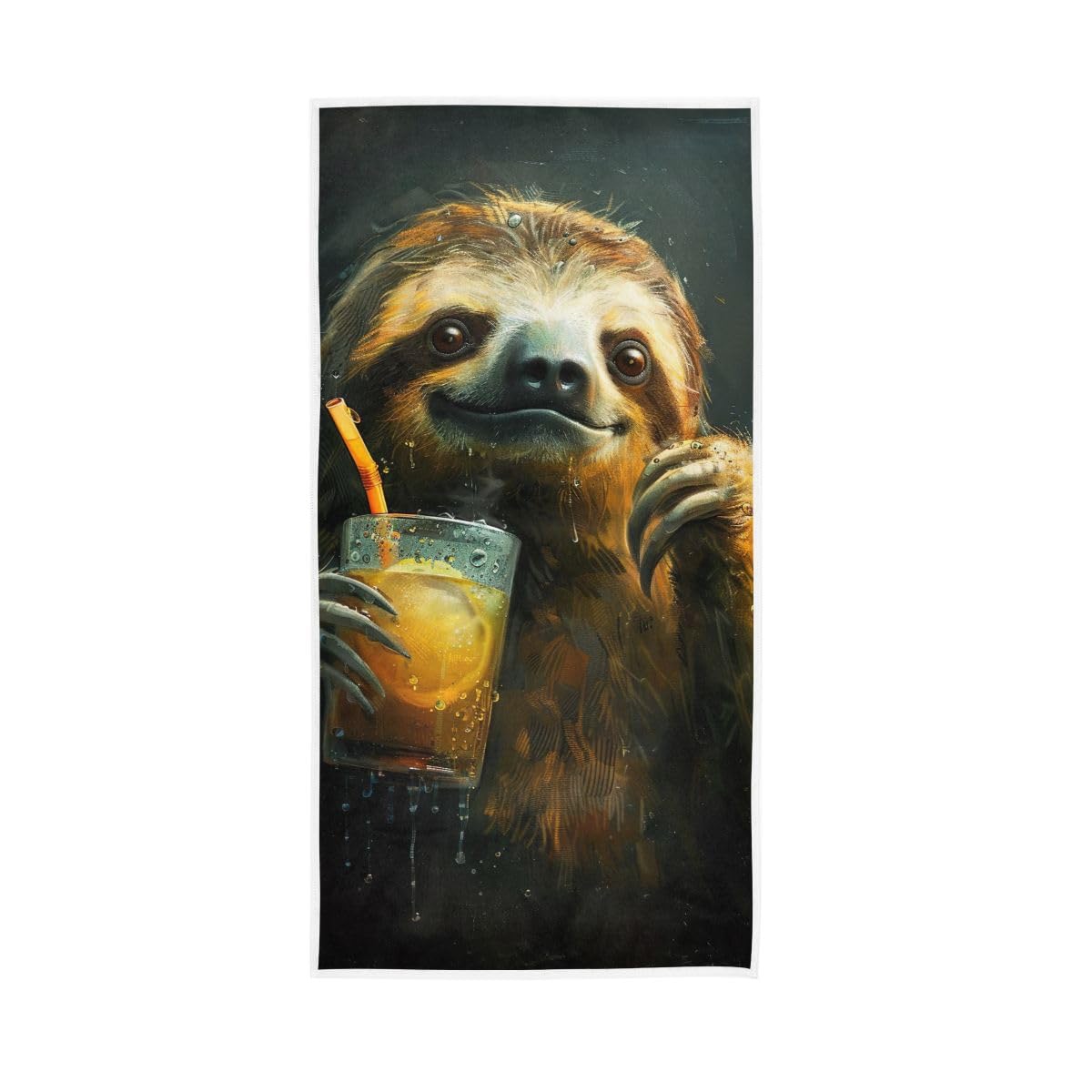 LSRCPD Sloth Holding Drink Hand Towels, Farmhouse Hand Towels Bathroom 15 x 30 Inches