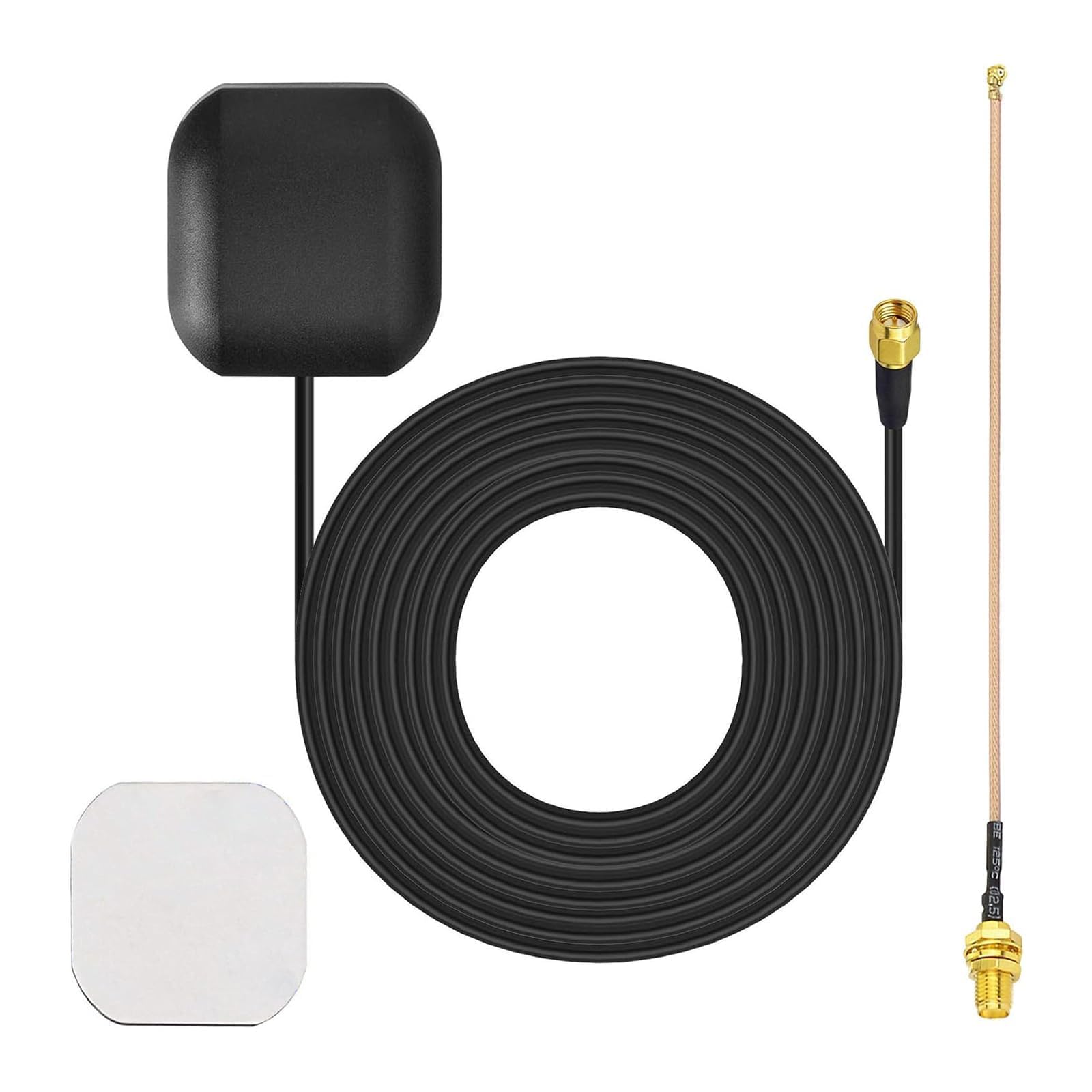 Bingfu Waterproof Active GPS Navigation Antenna Adhesive Mount SMA Male GPS Antenna with 15cm 6 inch RG178 Coaxial Pigtail Cable for GPS Module Receiver Tracking