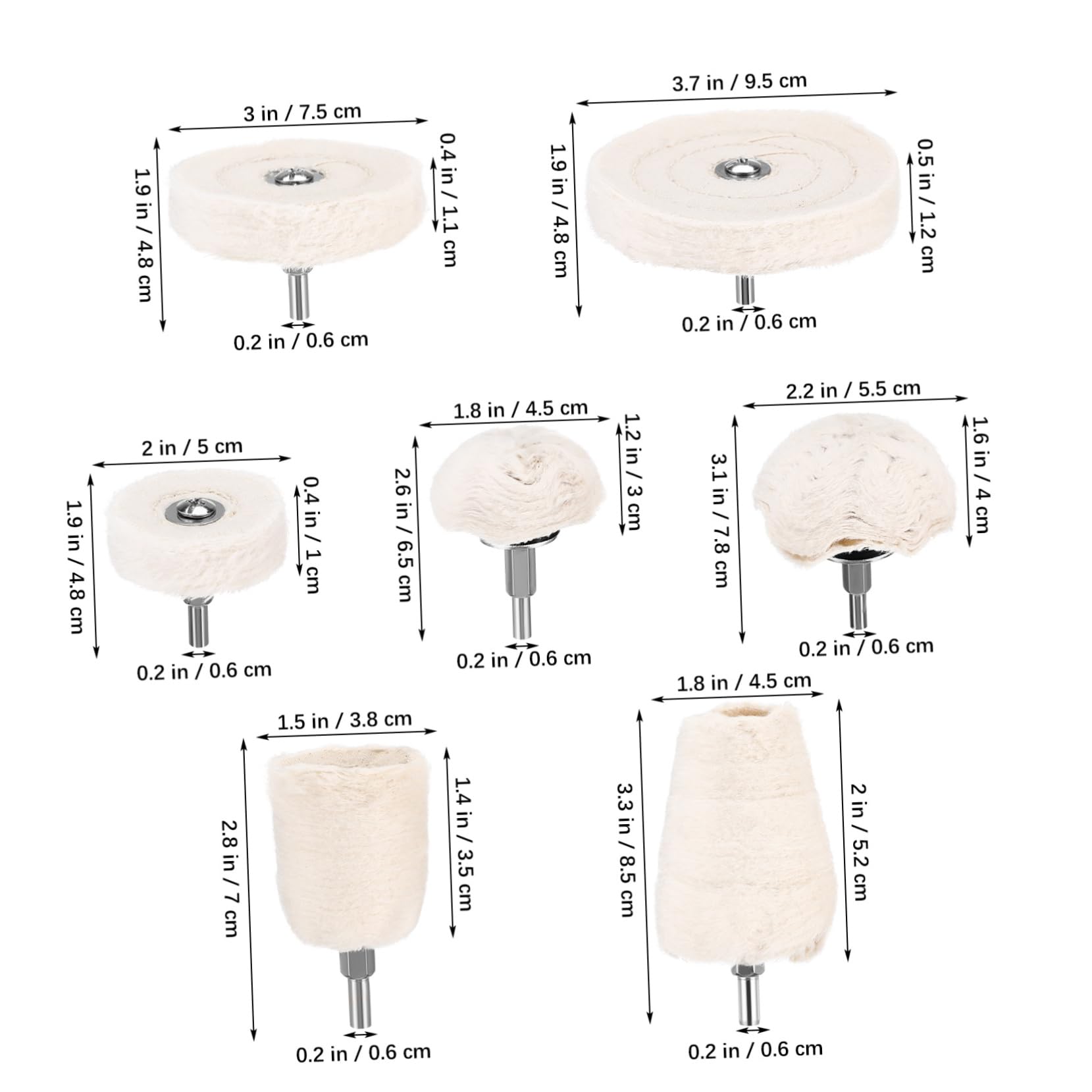Cabilock Polishing Wheel Kit for Drill Polishing Accessories 7pcs Buffing Wheels Pads Metal Glass Jewelry Finishing Tool