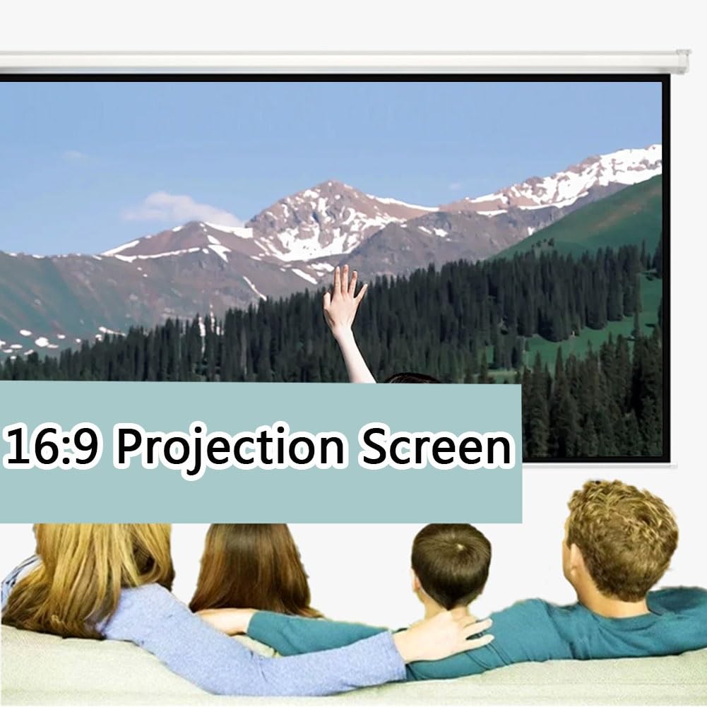 72-Calowy 16:9 HD Przenośny Ręcznie Rozwijany, ścienny Sufitowy Ekran Projekcyjny, do Kina Domowego Kino Biuro Film TV Gra(60in(120x71cm))