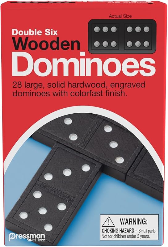 Toy Double Six Wooden Dominoes, 28 Pieces Wooden Dominoes Six