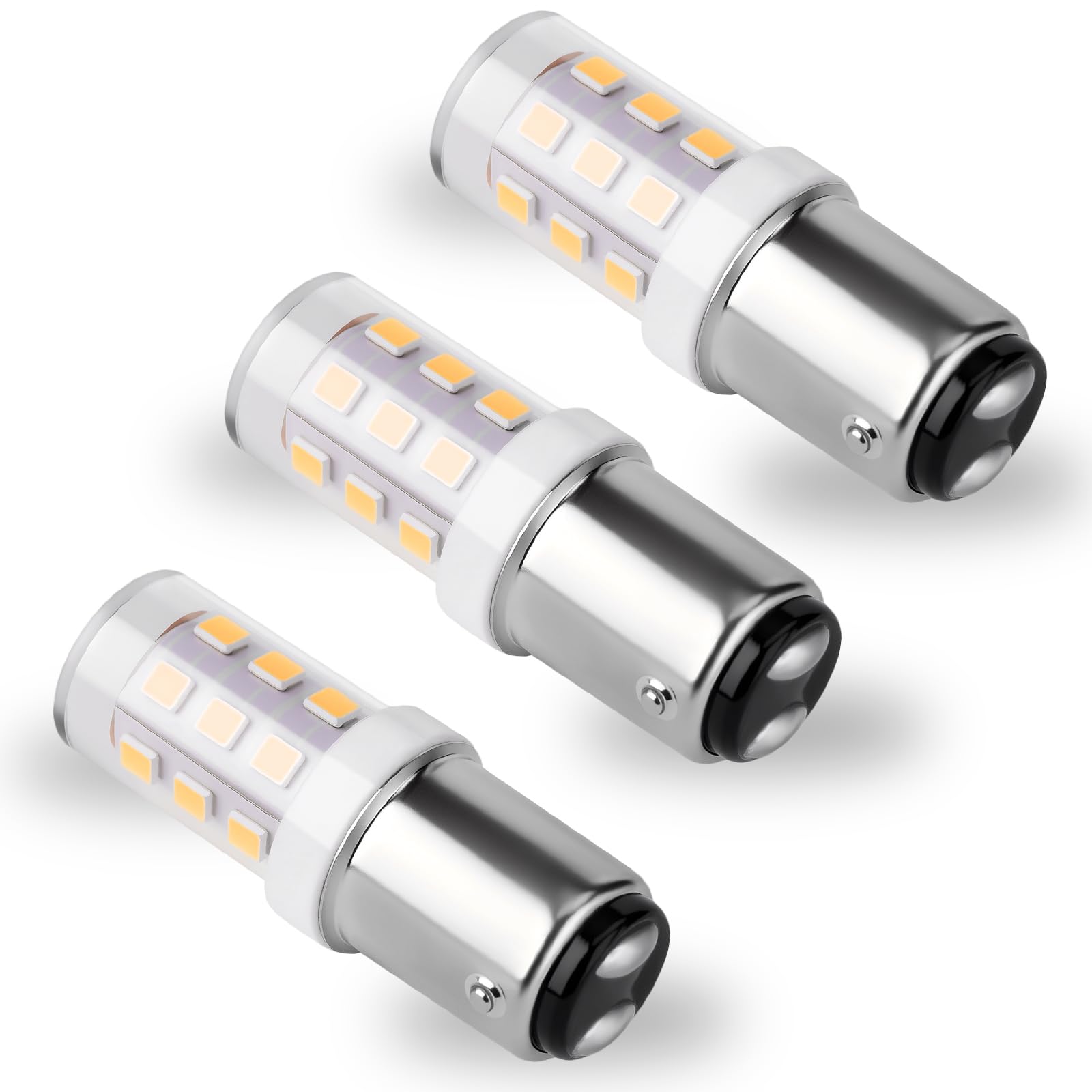 3-Pack 12 Volt BA15D 1142 Bulbs Warm White 2700K 2.5W 1004 90 1076 S8 1130 1176 LED Bulb AC/DC 12-24V Replacement for RV Camper Dome Light, Marine Boat Light, Outdoor Landscape Lights