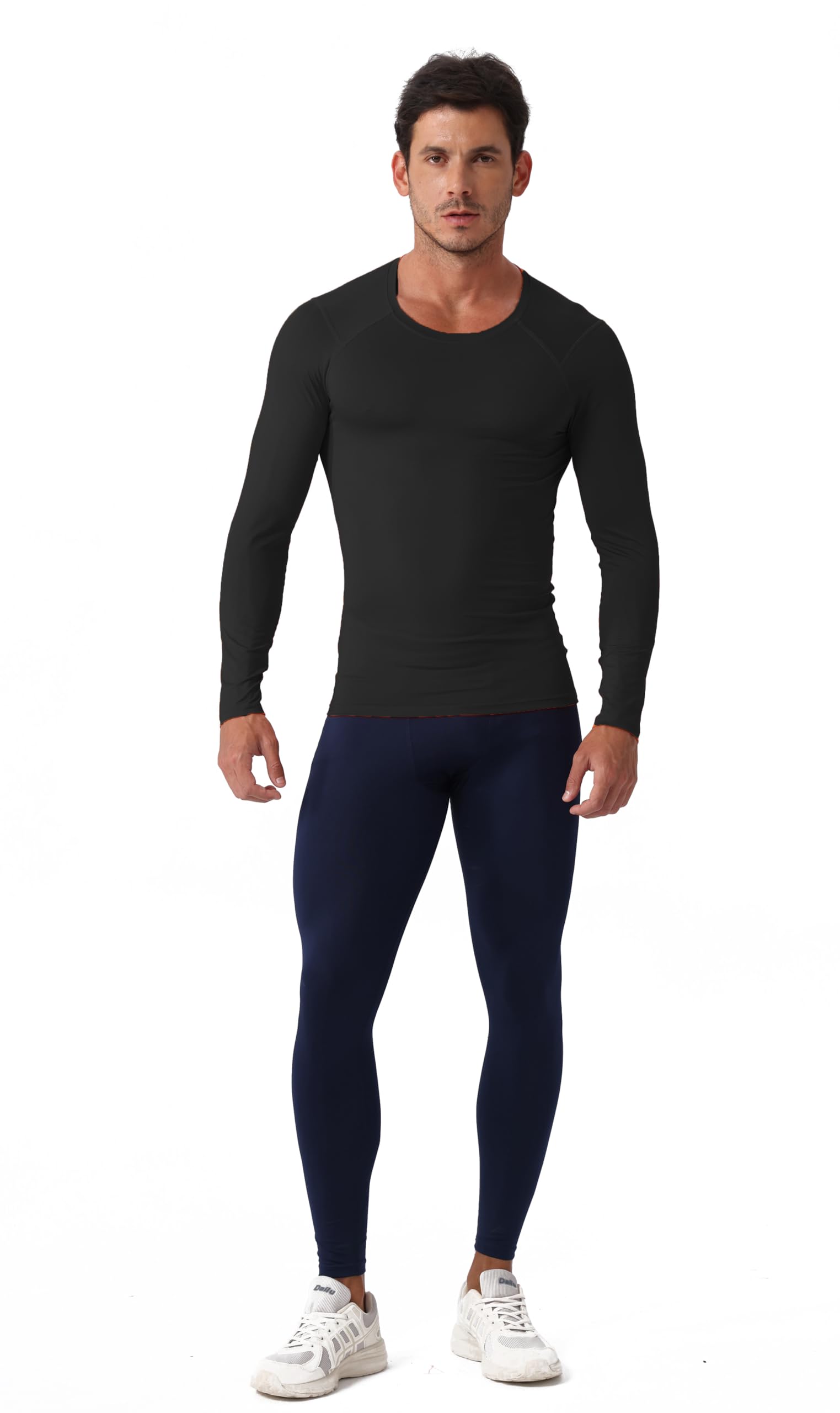 Camisas de compresión de manga larga para hombre, ropa interior deportiva fresca y seca, camiseta de entrenamiento atlético, capa base, para correr, paquete de 1/2 unidades