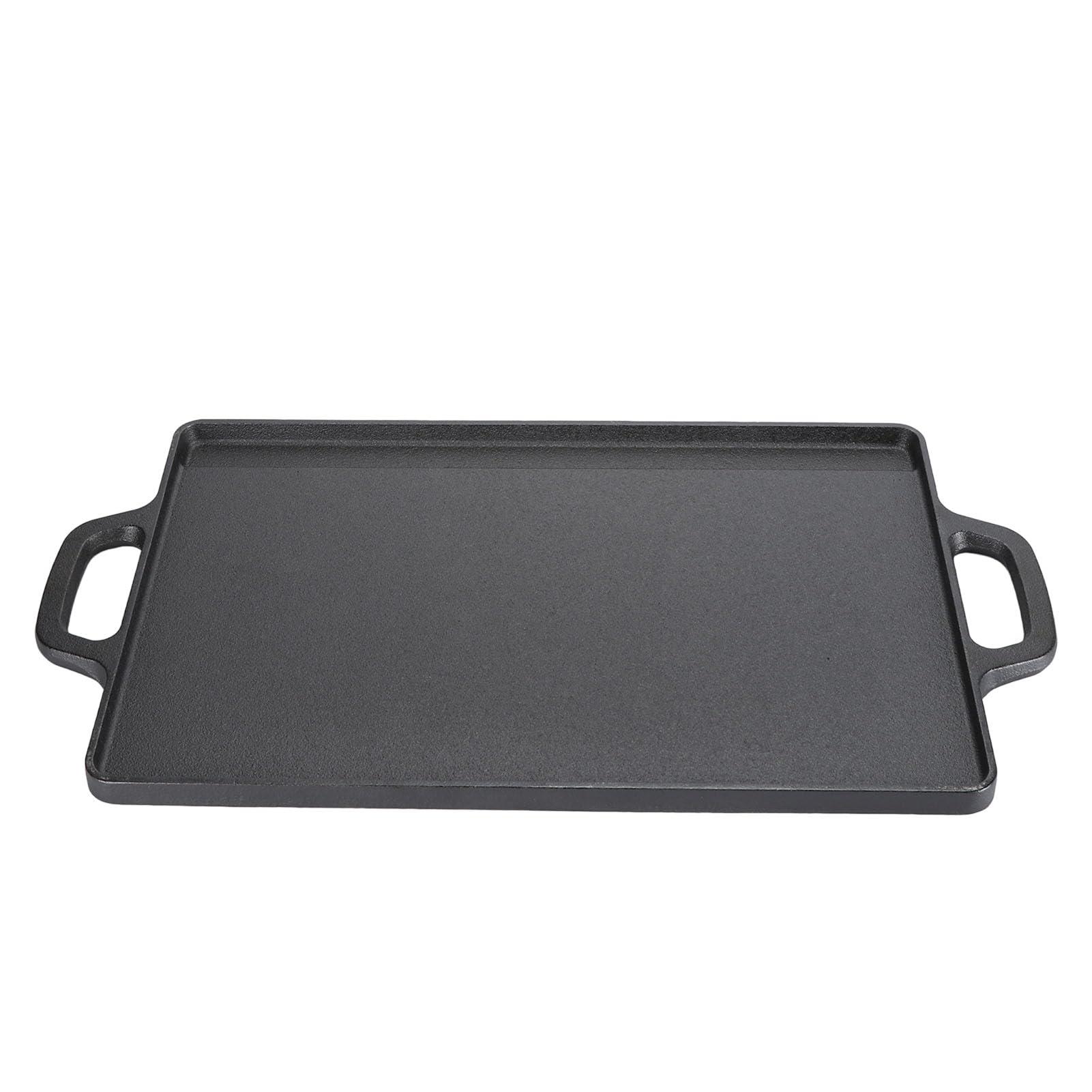 Fdit Piastra Rettangolare in Ghisa Doppia Faccia con Superfici Liscia e Rigata per Griglia a Gas BBQ e da Campeggio (44 * 23 * 2 cm)