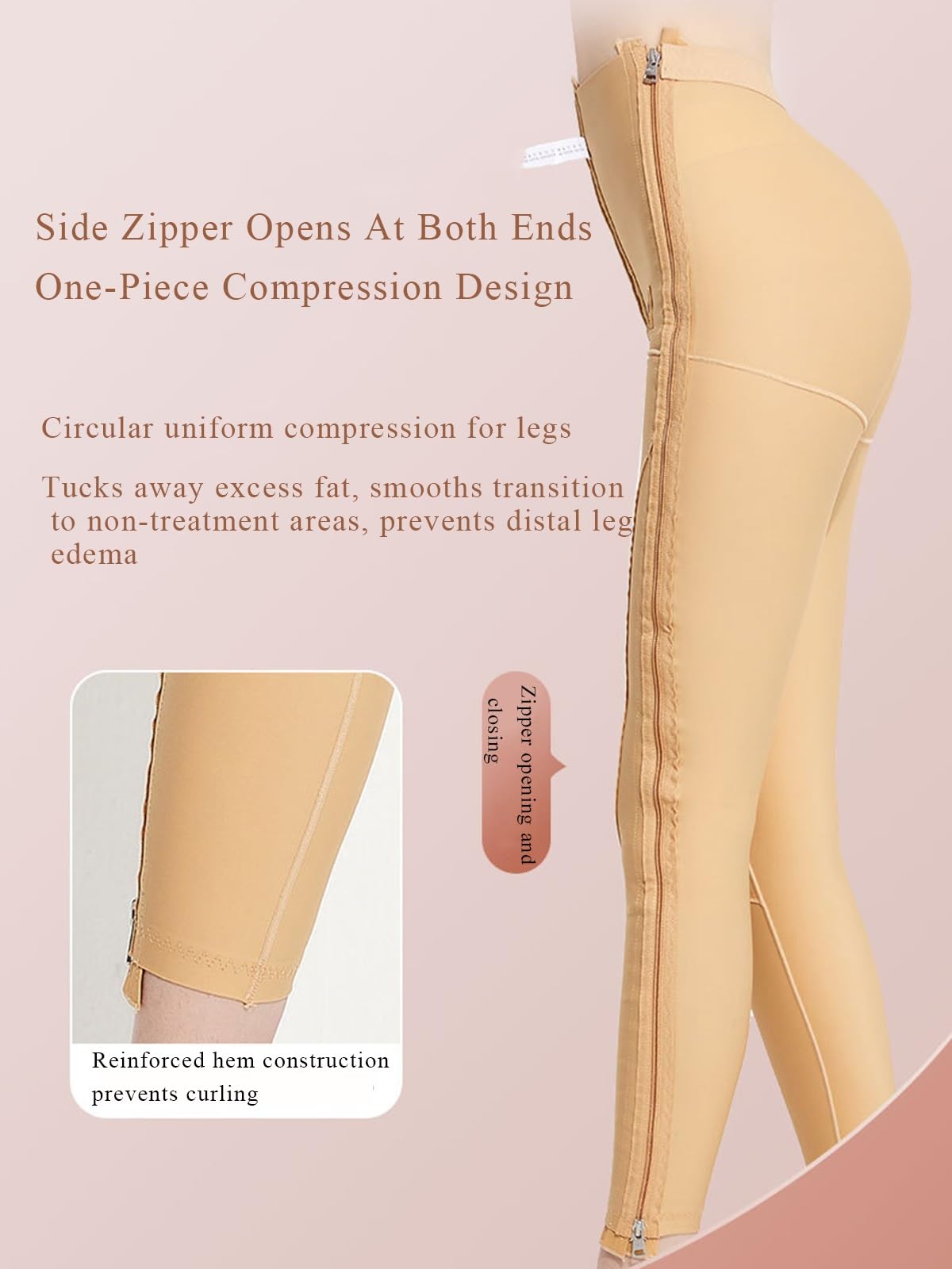 Shapewear-Leggings Für Frauen Nach Einer Fettabsaugung, Hoch Taillierte Kompressionshose Mit Po-Lifting-Effekt, Reißverschluss Und Offenem Schritt