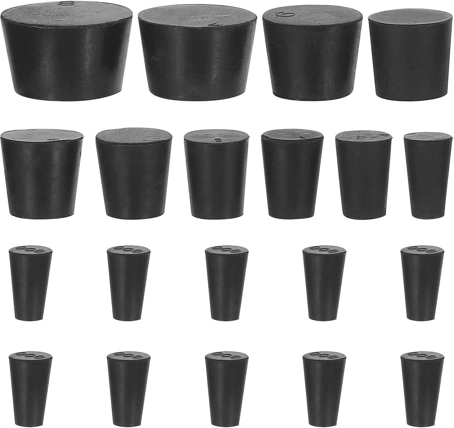 20pcs Solid Rubber Stoppers: Flexible Plugs for Chemistry and Biology Labs - Assorted Sizes Scientific Research Seal for Precision Experiments