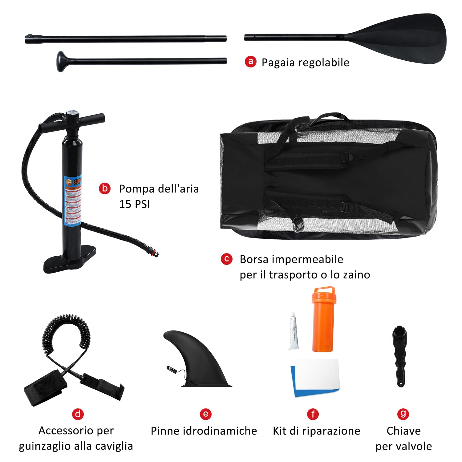 Tavola da Surf, Tavola Gonfiabile Spessa da SUP, Stand Up Paddle Board Gonfiabile, Set per Tavola da Surf con Pompa Pagaia Regolabile Accessori Completi, Blu e Bianco (300x76x10cm)